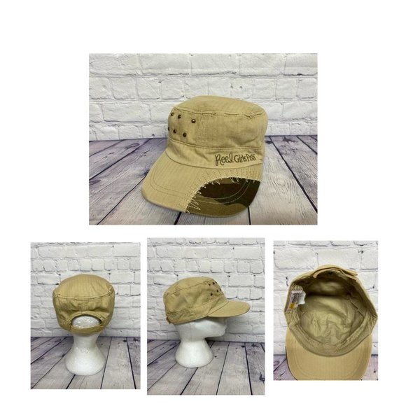 Army Cap Women Distressed Hat Strap Back Reel Girls Fish Outdoors Brown - Picture 3 of 4